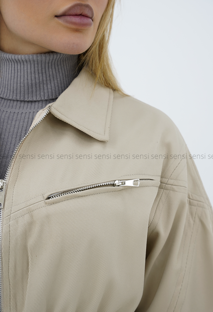 ترنچ کت عروسکی جلوزیپ آستر دار کد1006727